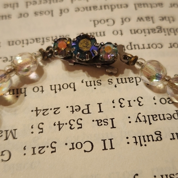 Vintage Fancy Aurora Borealis AB Crystal Bead Single Strand Necklace 20" Heavy - Picture 2 of 6